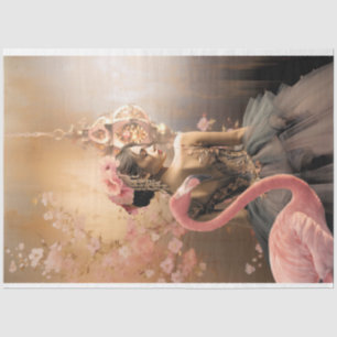 Ballerina & Flamingo Fairy-tale Fantasy, decoupage Seidenpapier
