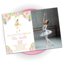 Ballerina Floral Geburtstag Einladungen mit Foto