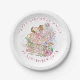 Ballerina Floral Name Girl Happy Birthday Party Pappteller