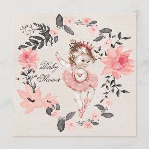 Ballerina Floral Watercolor Kinderdusche Einladung