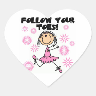 Ballerina Follow Your Toes T-Shirts und Geschenke Herz-Aufkleber