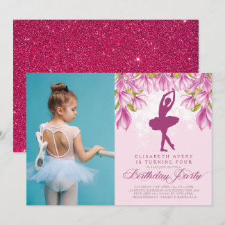 Ballerina Foto Pink Geburtstag Einladung