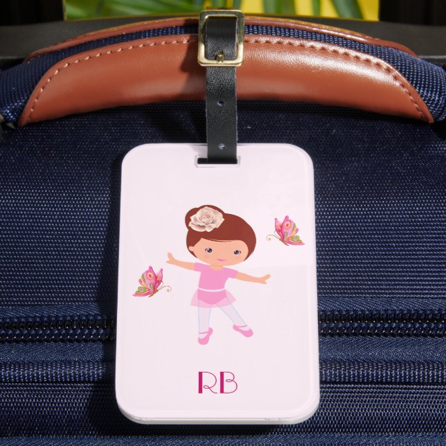 Ballerina Friendly Butterfly Monogram Gepäckanhänger (Vorderseite Insitu 2)