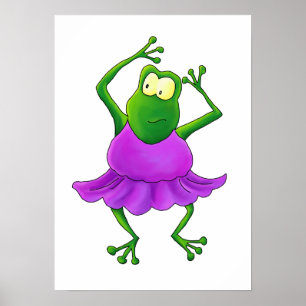 Ballerina Frog mit Lila Tutu Poster