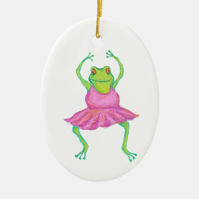 Ballerina-Frosch-Verzierung Keramik Ornament (Vorne)
