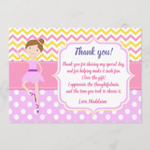 Ballerina-Geburtstag danken Ihnen zu kardieren Dankeskarte