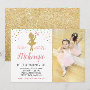 Ballerina Geburtstag Einladung mit Foto