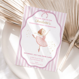 Ballerina Geburtstag für jedes Alter, Mädchen Pins Einladung
