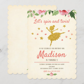 Ballerina-Geburtstags-Einladung/Vintages/Retro Einladung
