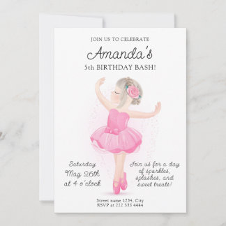 Ballerina Geburtstagsparty für Mädchen Einladung
