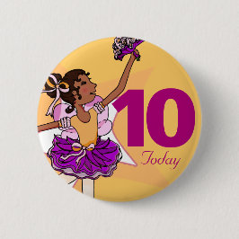 Ballerina gelbe dunkle Haare Mädchen Geburtstaster Button