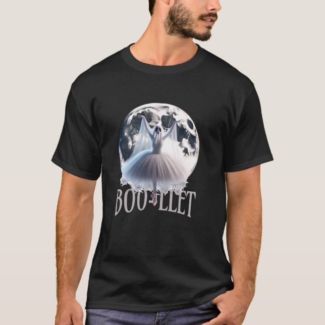 Ballerina Ghost mit Cobweb Tutu und Vollmond für T-Shirt (Vorderseite)