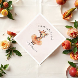 Ballerina Giraffe Tutu Excited Baby Girl Shower Serviette