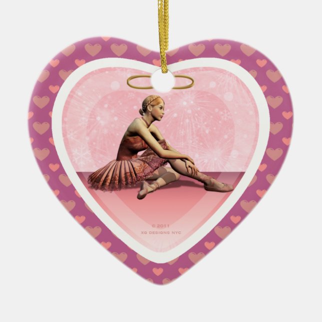 Ballerina Girl Frohe Weihnachtsherz Keramik Ornament (Vorne)