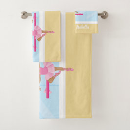 Ballerina Girl Kid's Personalisiert Badhandtuch Set