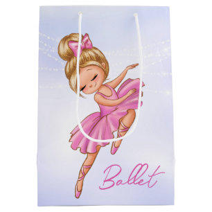 Ballerina Girl Pink, Lila Hübscher Balletttanz Mittlere Geschenktüte
