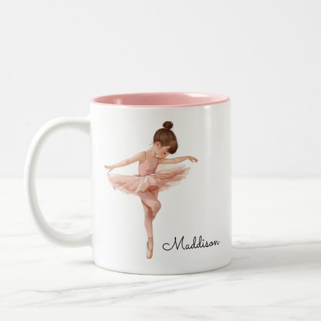 Ballerina Girl Pose Personalisiert Zweifarbige Tasse (Links)