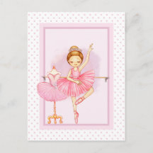 Ballerina girl & teddy Bären pink polka dot
