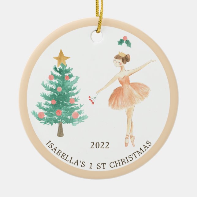 Ballerina Girls 1. Weihnachtsdekoration Keramik Ornament (Vorne)