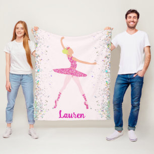Ballerina Glitzer Confetti Personalisiert Design Fleecedecke