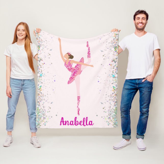 Ballerina Glitzer Confetti Personalisiert Design Fleecedecke (Beispiel)