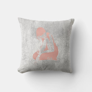 Ballerina Gray Grungy Metallic Silver Grau Pink Kissen