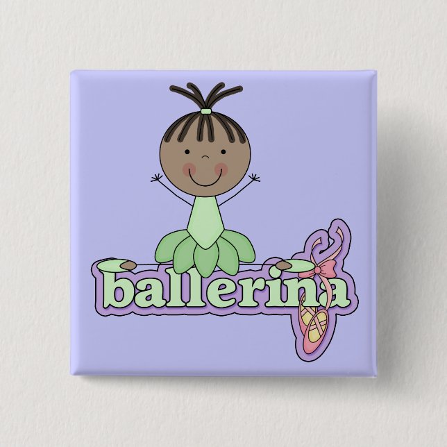 Ballerina - grüne T - Shirts und Geschenke Button (Vorderseite)