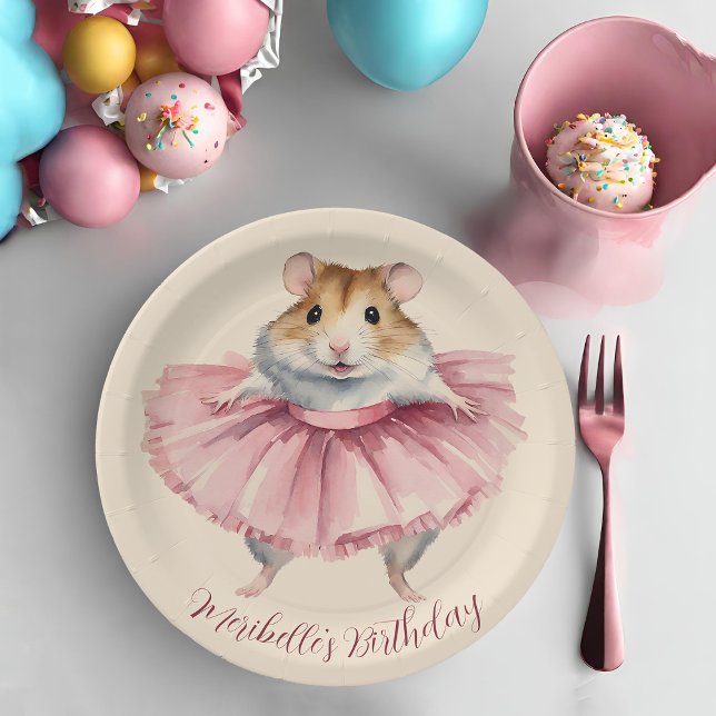 Ballerina Hamster Girl Birthday Pappteller (Von Creator hochgeladen)