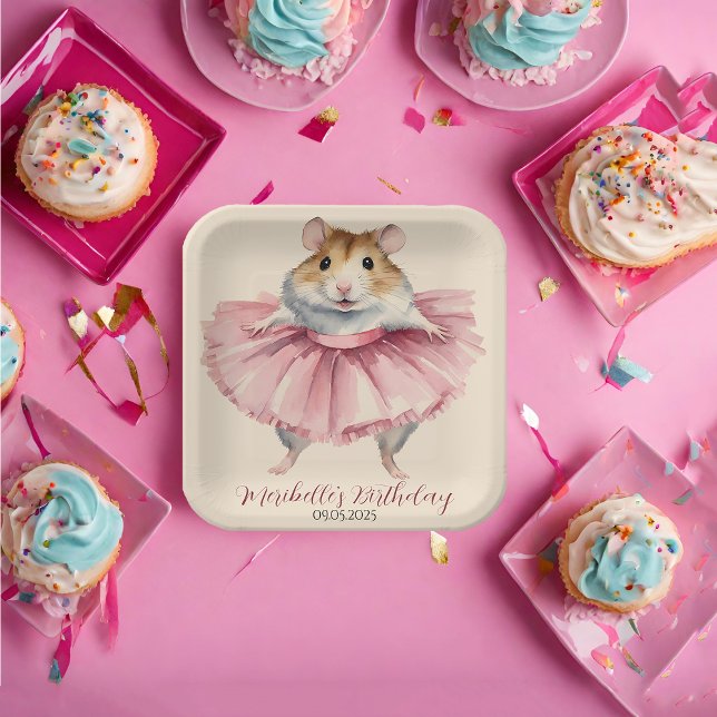 Ballerina Hamster Girl Birthday Vielen Dank Pappteller (Von Creator hochgeladen)