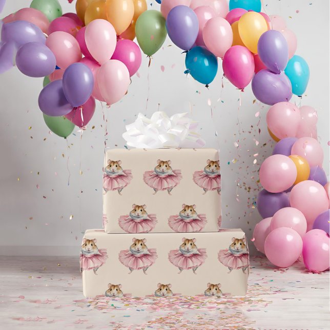 Ballerina Hamster Girls Geburtstag Geschenkpapier (Von Creator hochgeladen)