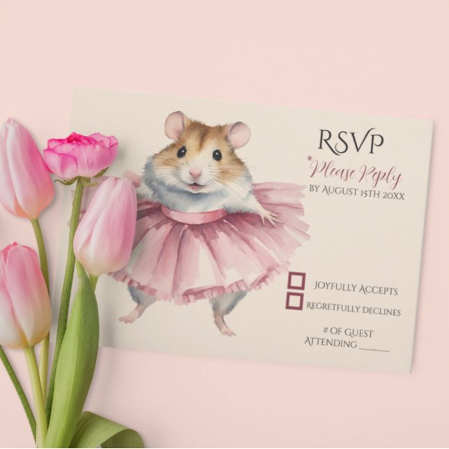 Ballerina Hamster Girls Geburtstag RSVP Karte (Von Creator hochgeladen)