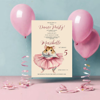 Ballerina Hamster Girls Geburtstagsparty Einladung