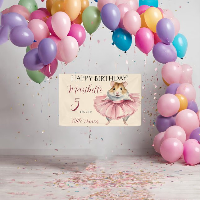 Ballerina Hamster Girls Personalisiert Geburtstag Banner (Von Creator hochgeladen)
