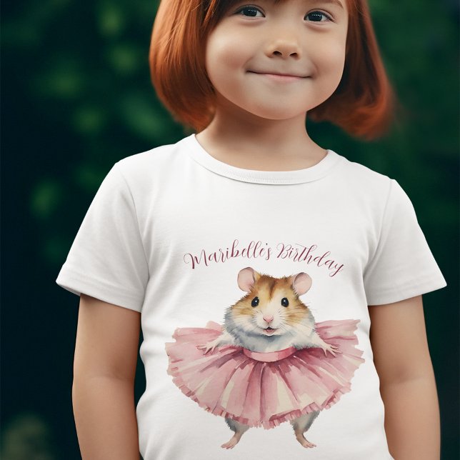 Ballerina Hamster Girls Personalisiert Geburtstag T-Shirt (Von Creator hochgeladen)