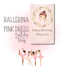 Ballerina Happy 5. Geburtstag Pink Party Banner