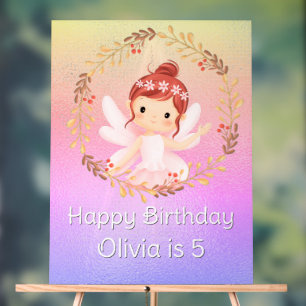 Ballerina Happy 5. Geburtstag Pink Party Banner Acrylschild