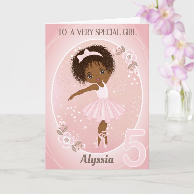 Ballerina Happy Birthday Card | 5 Jahre altes Mädc Karte (Orchidee)