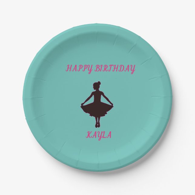 Ballerina Happy Birthday Party Paper Plate Pappteller (Vorderseite)