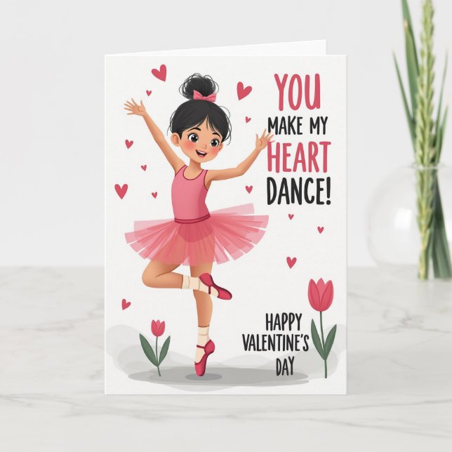 Ballerina Heart Dance Valentines Card Karte (Vorderseite)
