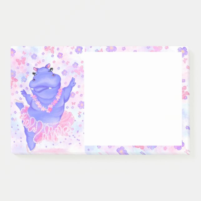 Ballerina Hippo Balletttänzer Funny Post-it® Notes Post-it Klebezettel (Vorderseite)