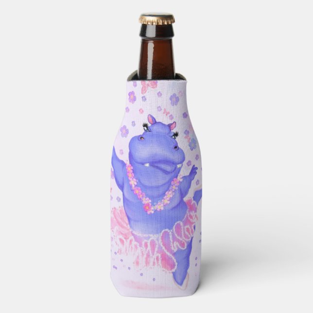 Ballerina Hippo Funny Bottle Cooler Happy Dancer Flaschenkühler (Flaschenvorderseite)