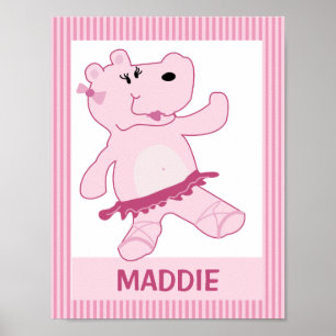 Ballerina‑Hippo im Tutu personalisierter Kunstdruc Poster