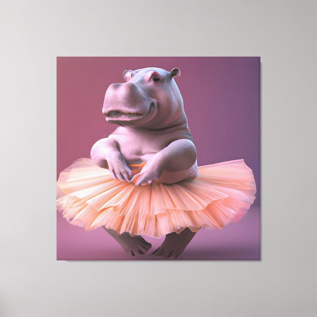 Ballerina Hippo Leinwanddruck (Vorderseite)