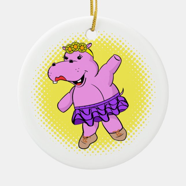 Ballerina Hippo mit Tutu Keramik Ornament (Vorne)