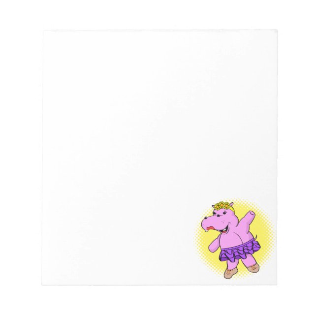 Ballerina Hippo mit Tutu Notizblock (Vorderseite)