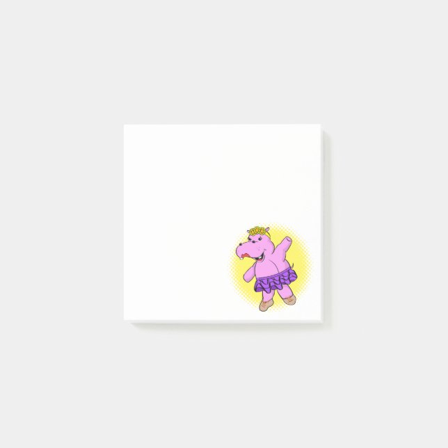 Ballerina Hippo mit Tutu Post-it Klebezettel (Vorderseite)