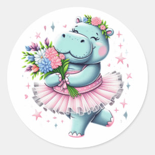 Ballerina Hippo Sticker - Niedliches florales Tutu