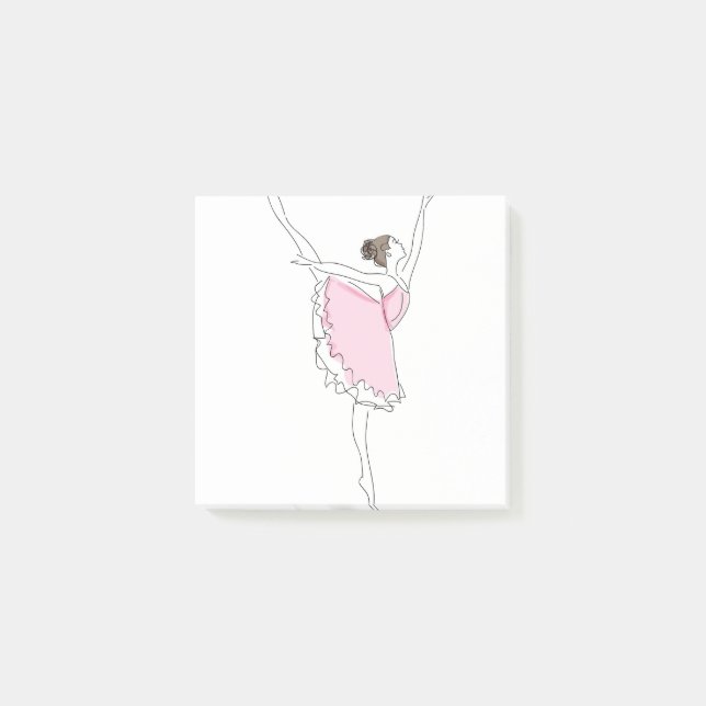Ballerina im rosa Kleid Post-it Klebezettel (Vorderseite)