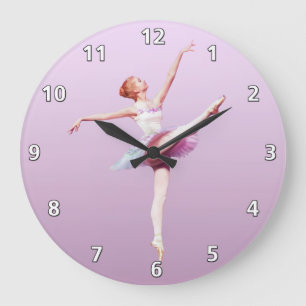 Ballerina im Rosa und im Lavendel Große Wanduhr