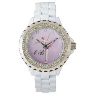 Ballerina im Rosa und im Lavendel, Monogramm Armbanduhr